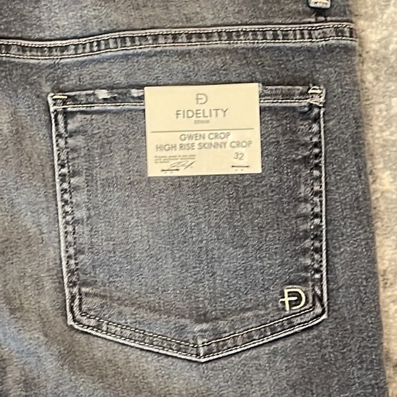 NWT Fidelity Gwen Crop High Rise Skinny Ankle Jeans Gray Dissolve Raw Hem 32 - Picture 12 of 14